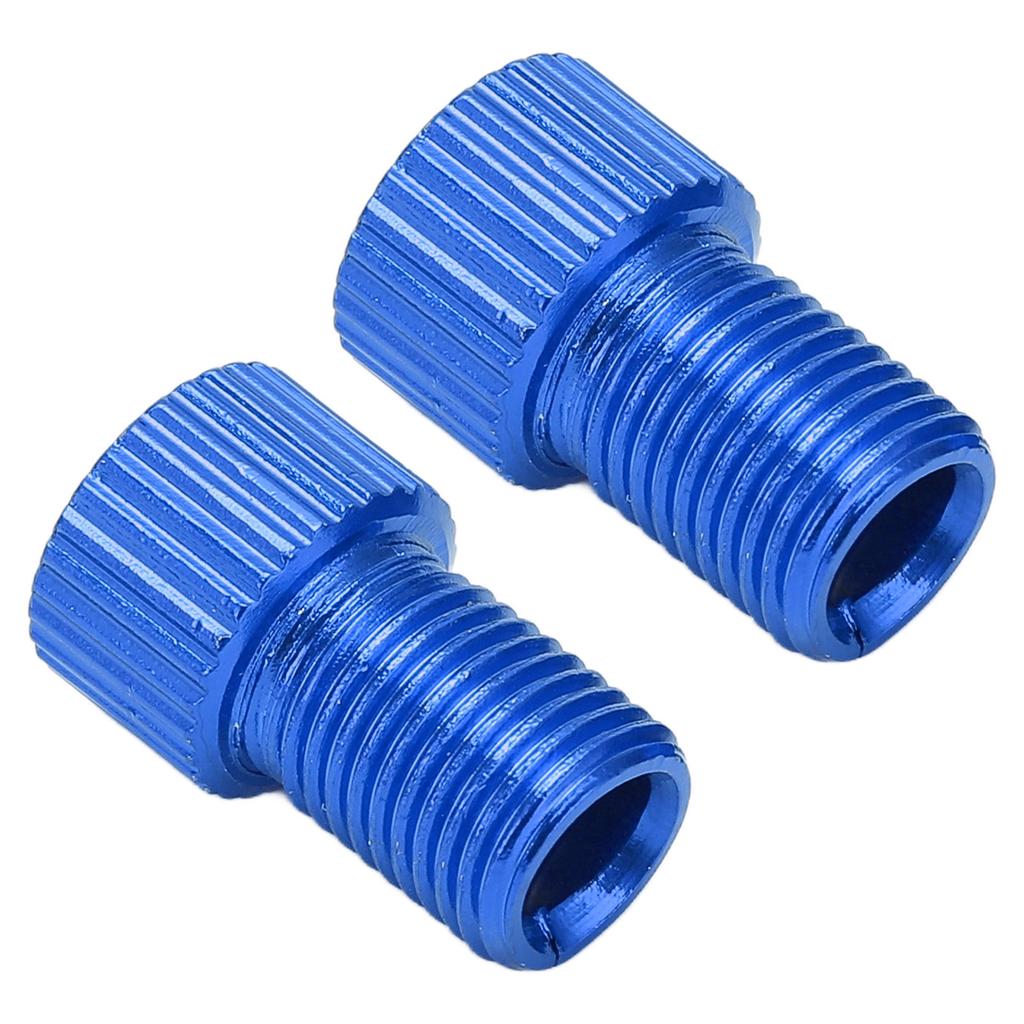 2pcsset Presta to Schrader Bicycle Valve Converter Wearproof Mountain Bike Pump AdapterBlue