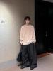 Unisex Pink Round Neck Knit Sweater, American College Style, Casual Loose Fit for Autumn and Winter