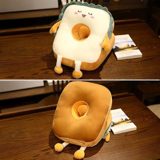 Toast-förmiges Nackenkissen, Leichtes Kissen zum Bauchschläfer-Nickerchen, Plüschtier-Kissen zum Kuscheln, für Büro und Klassenzimmer
