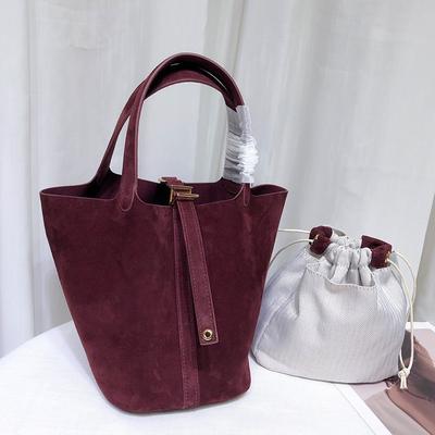 Imported Nubuck Cowhide Vegetable Basket Bag 2025 New Fashion Lightweight Bucket Bag Handbag Leather Women's Bag