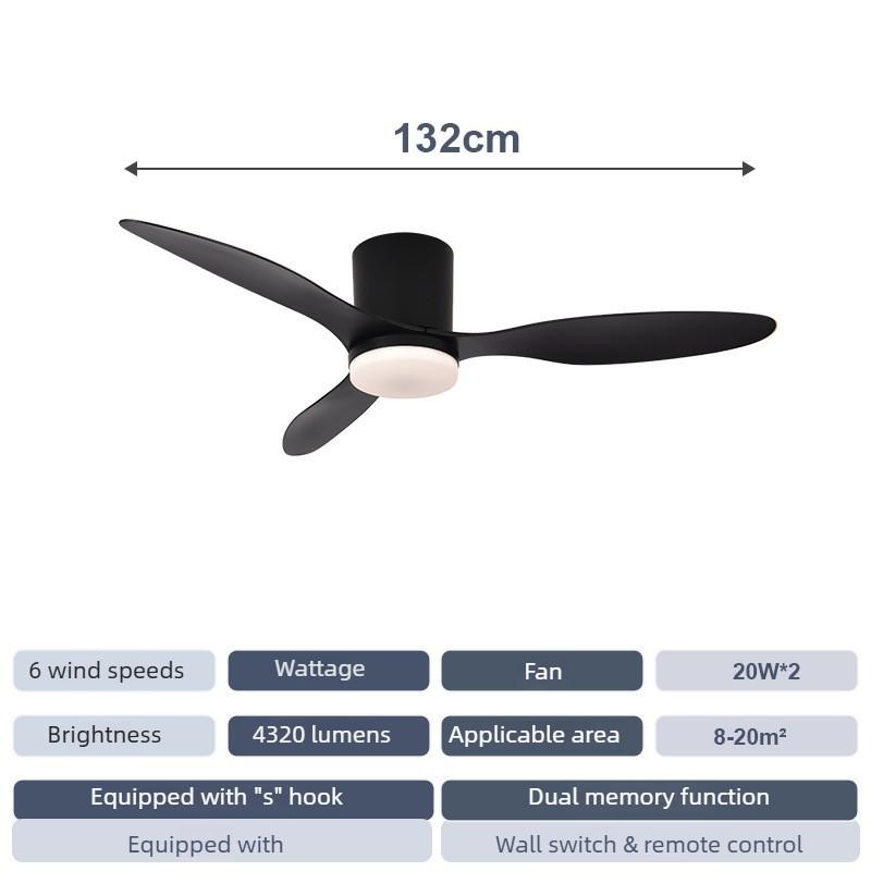 Bedroom Variable Frequency Ceiling Fan Lamp Retro Simple Suspended Lighting Fan Household Silent Ceiling Fan Light