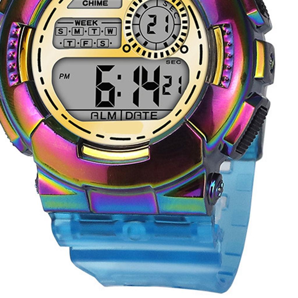 Orologio da Polso Sportivo LED Digitale Impermeabile Multifunzione Leggero Trasparente per Ragazzi Ragazze Oro Rosa