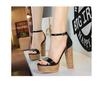 13cm Style Banquet Sexy Buckle with Open-toed Thick Heel High Heel Sandals Women's Super High Heel Waterproof Table Women's Shoes