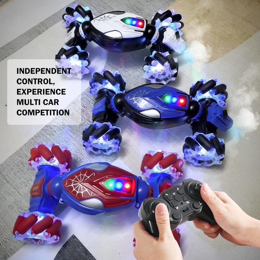 Spray twist 2.4G remote control stunt car Cool gesture induction 13 way control Sound light drift tail flick children's toy car