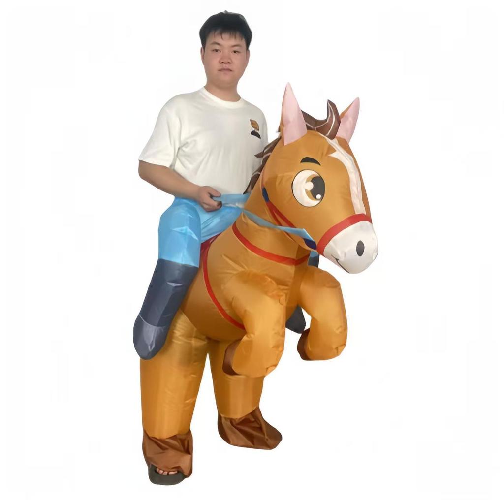 Disfraz Inflable de Caballo de Jazz con Silla de Montar Roja - Perfecto para Halloween y Actuaciones en Escenario