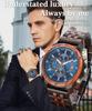 Men's Quartz Wooden Watch with Luminous Multifunctional Large Dial