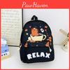 Cute Cartoon Capybara Bath Sun Letter Print Children Backpack For Boys And Girls