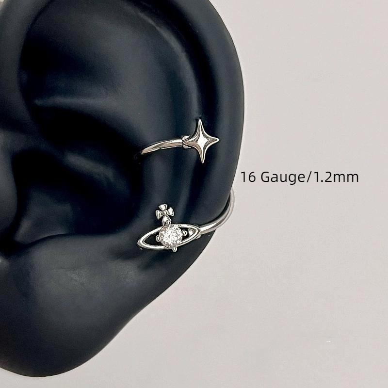 1Pc Star Surround Planet Spiral Stainless Steel Ear Bone Nail For Women   Zircon Earrings Accessories Jewelry