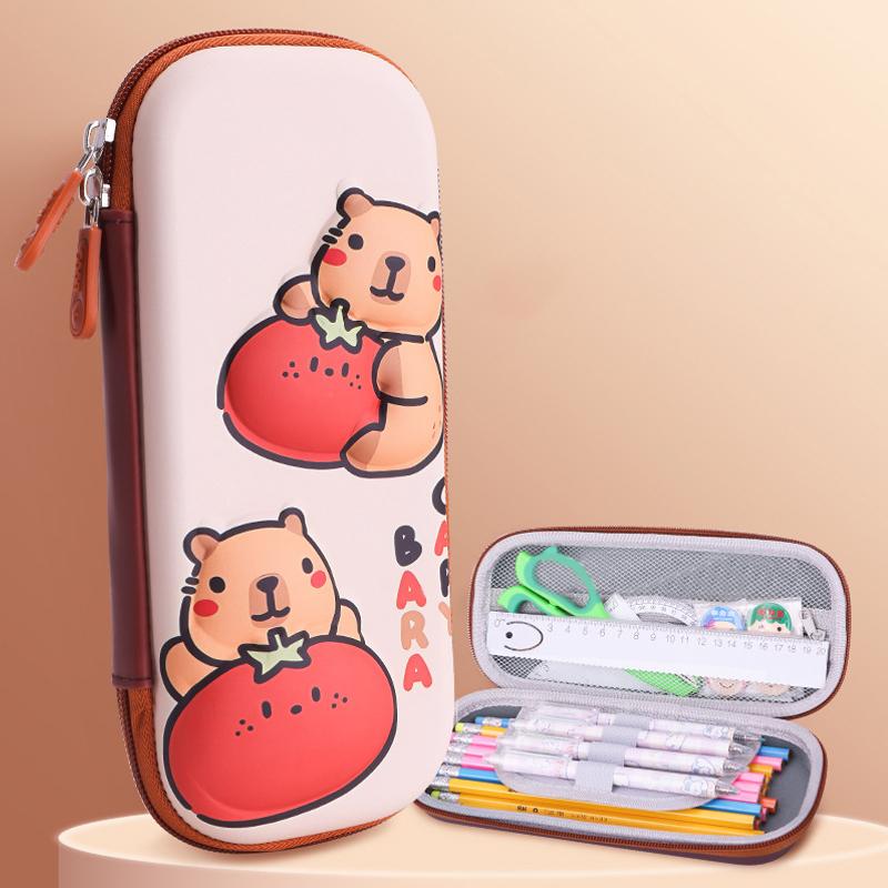 3D Capybara Pencil Case Drop Resistant Student School Supplies Large Capacity Multifunctiona Pen Pouch Stationery