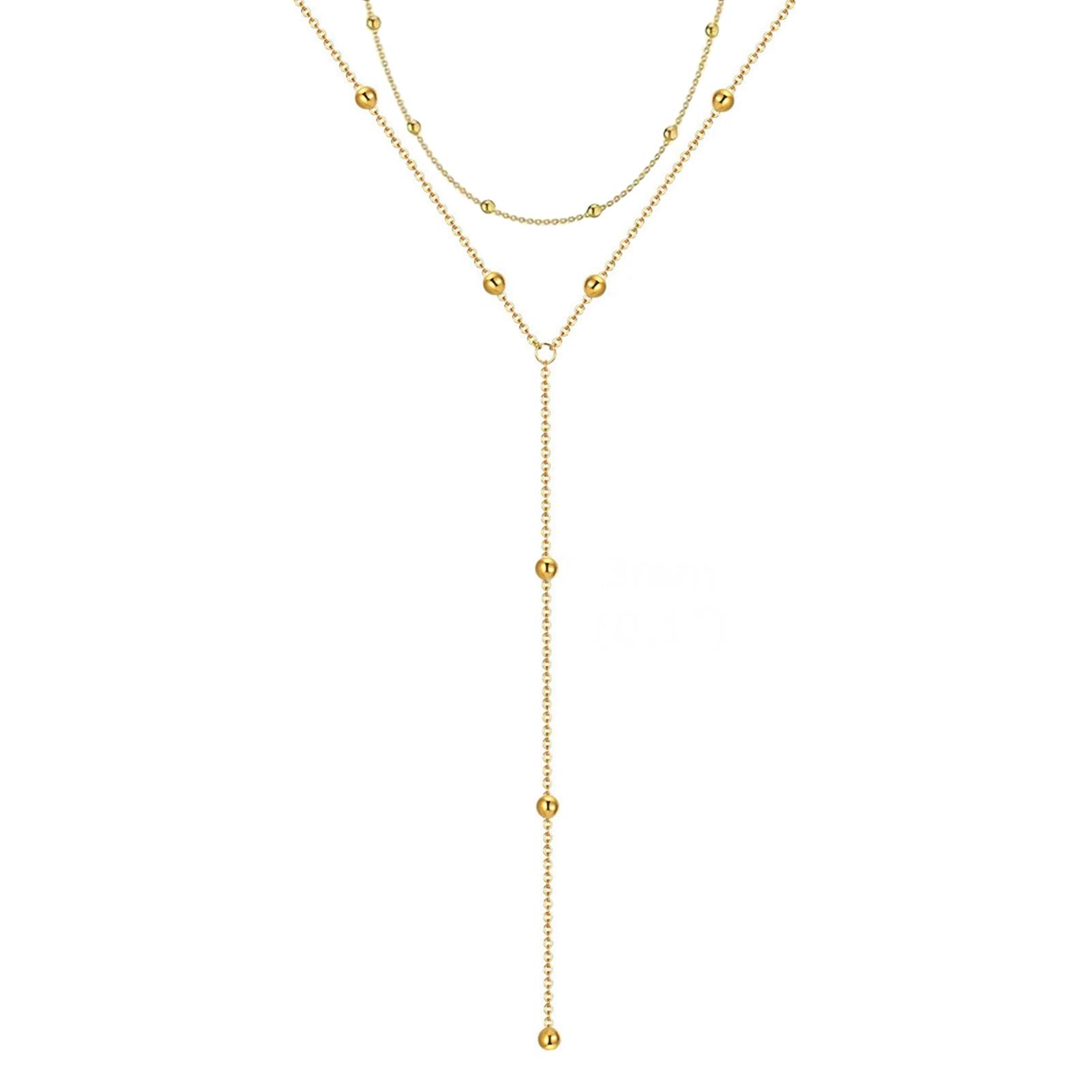 

Stackable Tassel Necklace For Women Trendy Sexy Long Fringe Neck Chain Summer Outdoor Beach Bead Collarbone Chain Body Chain золотой
