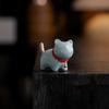 Ru Ware Handmade Tea Pet Cat Figurine Cute Ceramic Crackle Glaze Decorative Ornament for Tea CeremonyHome Office Desk Decor Gift