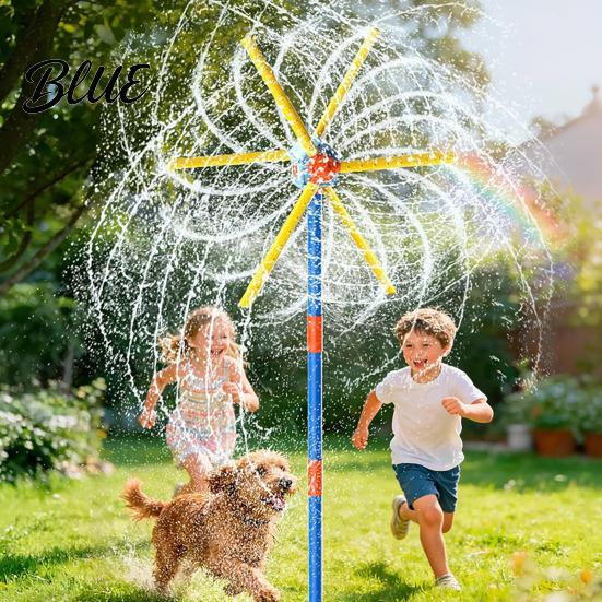 Easy Setup Garden Sprinkler Windmill for Kids 360-degrees Spinning Water Toy with 6 Blades And Quick Connect Hose Adapter 54 Nozzles Universal