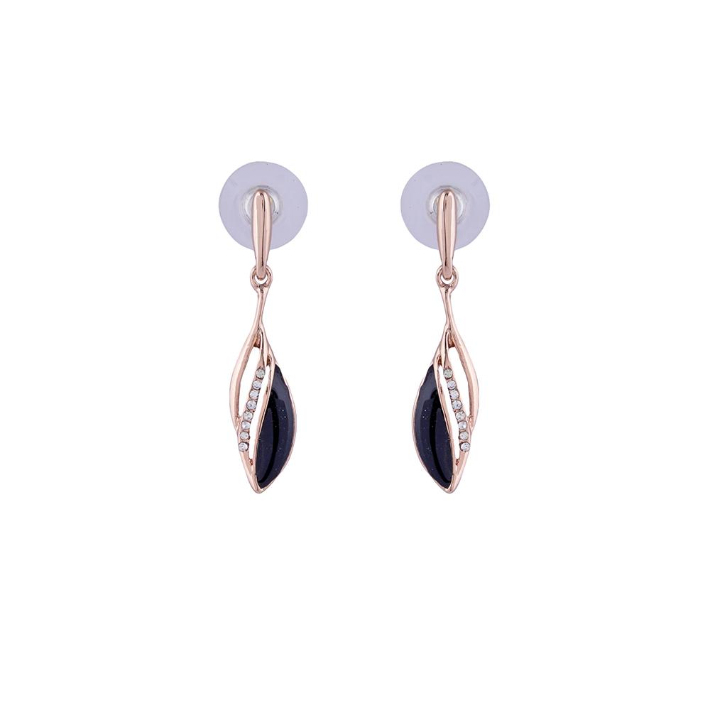 

Estele Rose Gold Plated Стильные женские серьги-подвески черного цвета с эмалью