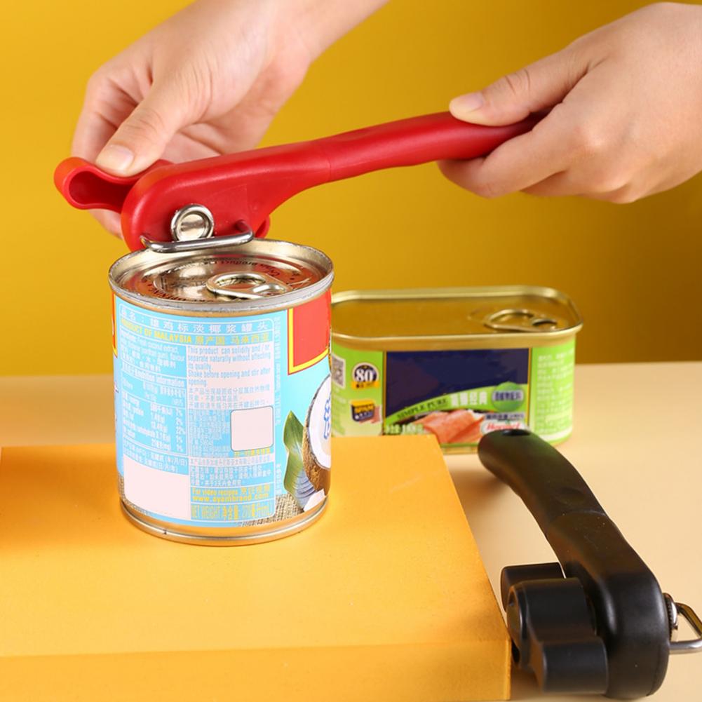 Can Opener Side Opening Manual Opener Ergonomic Handle Stainless Steel Lid Opener For Home Kitchen Bar красный