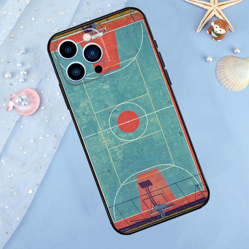 Basketball Court Diagram Phone Case For iPhone 13 11 12 14 15 16 Pro Max 7 8 Plus XR XS Max X Silicone Cover