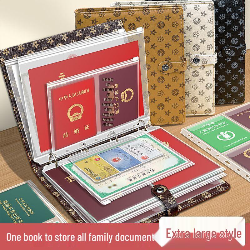 A4 ID Skladovací taška na dokumenty: Obsahuje potvrzení o trvalém pobytu, očkovací průkaz, rodný list, pas, řidičský průkaz, volný listový pořadač.