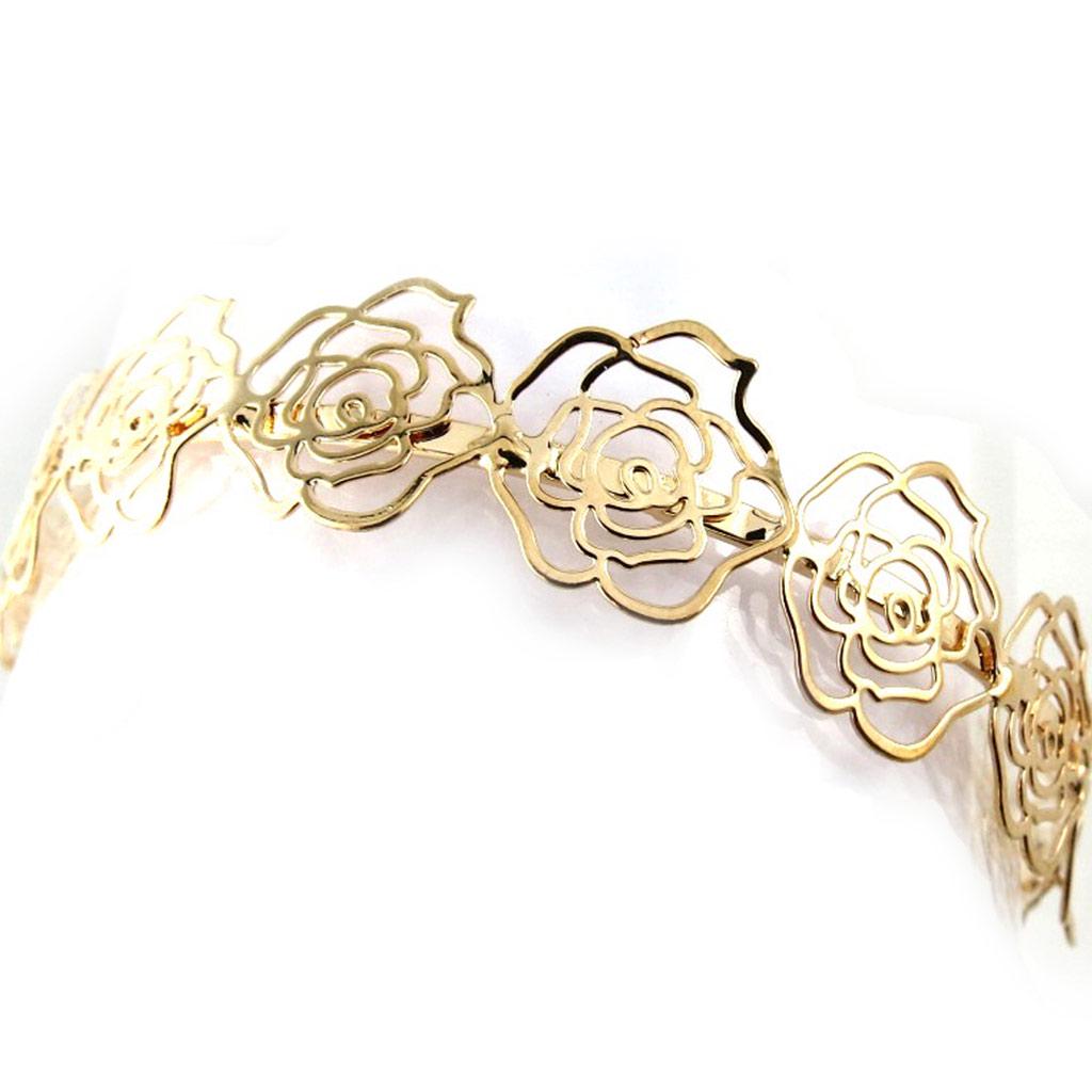 Les Trésors De Lily [N1163] - Golden 'Rosa Romantica' Designer Bracelet