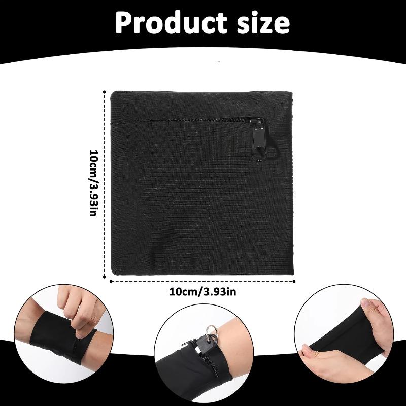 Lightweight Wrist Wallet Secure Zipper Pocket Breathable Stretch Fabric for Running Hiking Travel Card Cash Storage