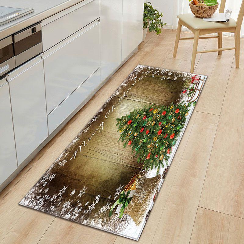 Door Floor Santa Mat Christmas Area Rug Holiday Kitchen Bedroom Mat Carpet Decor