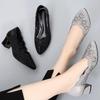 Comemore verão moda mocassins bombas de couro genuíno feminino luxo salto médio salto alto malha senhoras sapatos de escritório sandálias