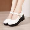 Genuine Leather Women's Shoes Girls' Shoes Fashion High Heels Pumps Wedges Black Comfortable Female Thick Bottom Platform Shoes