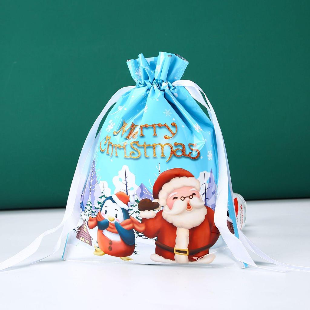 Christmas Drawstring Gift Bags with Santa & Tree Decorations