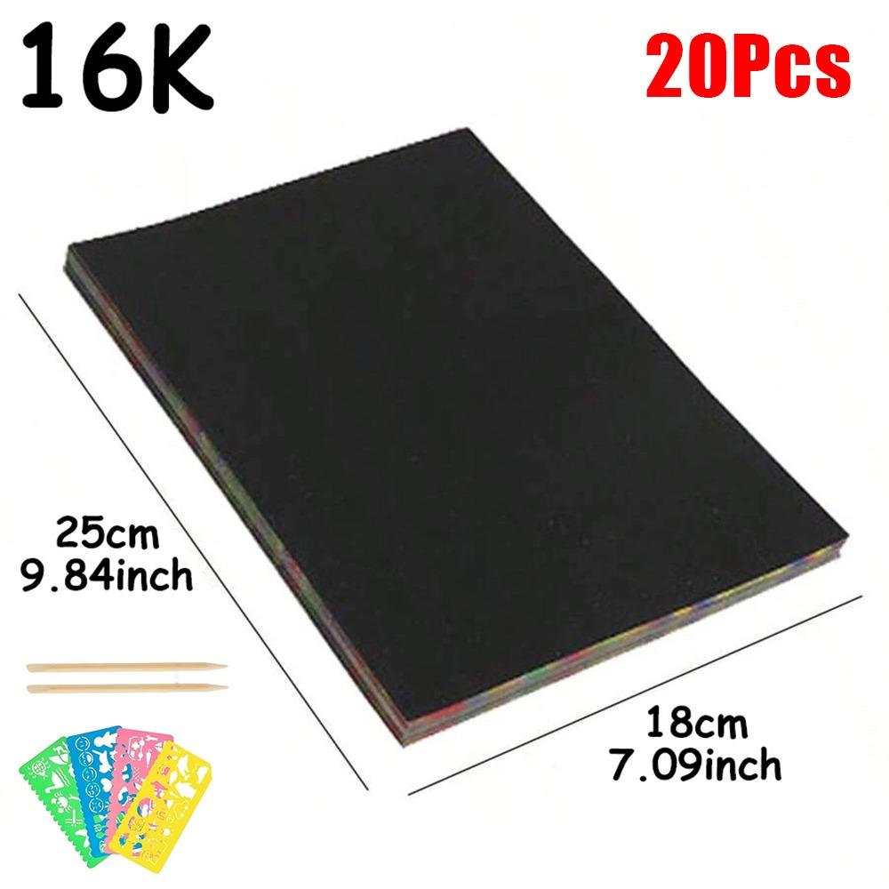 Papel para rayar de 16/32K con palo de bambú, 20 unidades, kit de pintura artística, papel de dibujo duradero