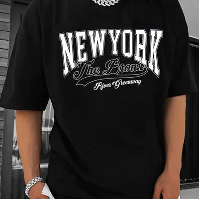 New York Print Herren Rundhals Kurzarm T-Shirt Mode Slim Fit T-Shirt Top Für Frühling Sommer Urlaub