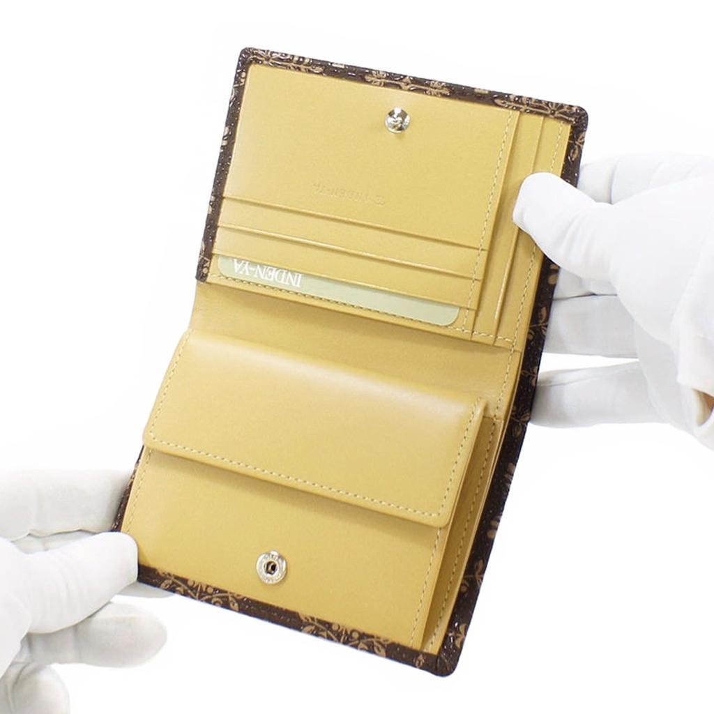 [Inden-ya] Inden Bifold Wallet with Coin Purse, Deerskin Leather, Folky 9128