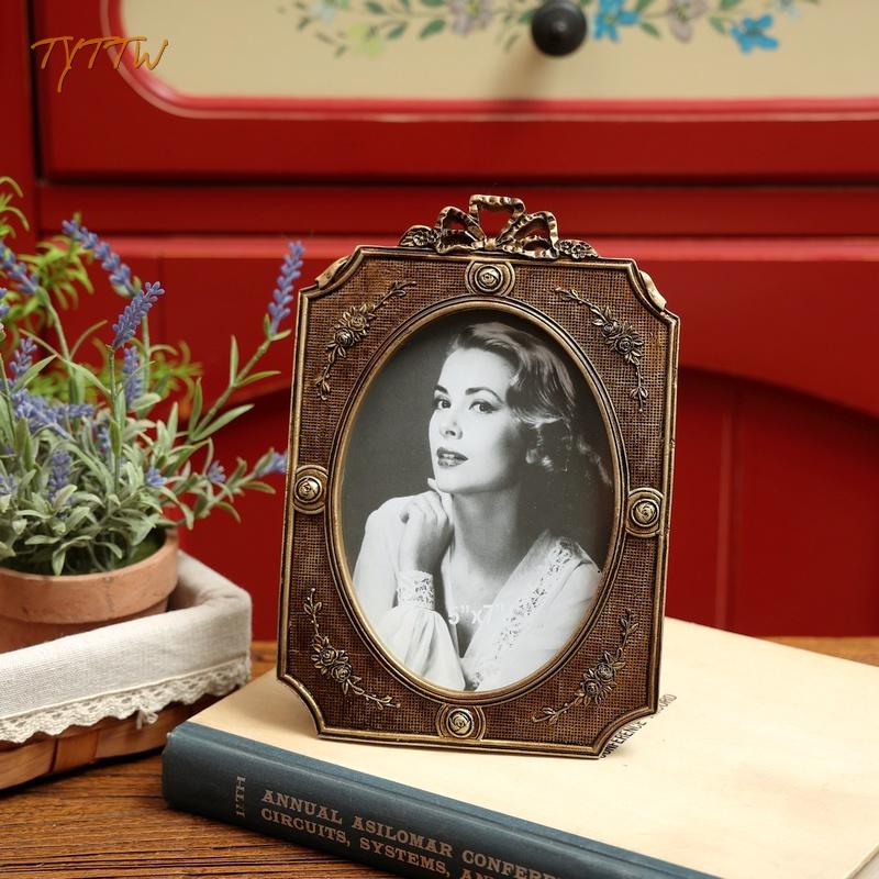 

European retro do old green style photo frame photo studio desktop bedroom bedside table Photo office decoration living room 7 inch