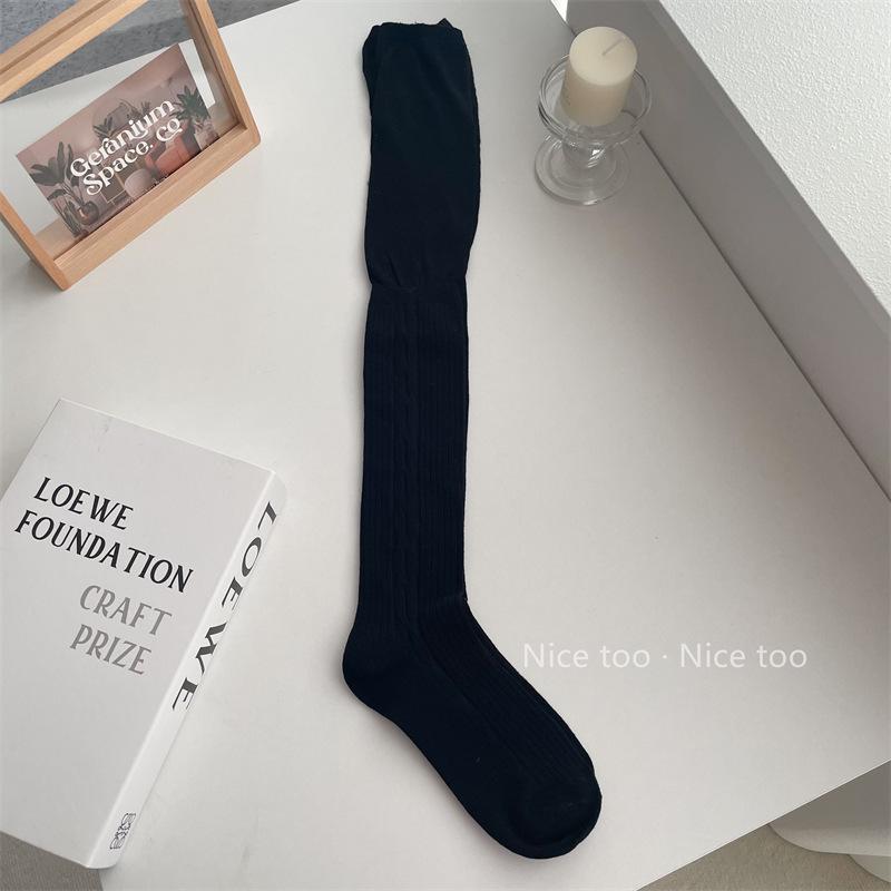 Autumn And Winter Knee Socks Calf Socks Women'S Thigh Socks Ins Korean Wear Twist Pattern High Tube Socks Beautiful Leg Stacking Socks