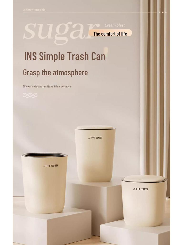 2024 New Style Large Capacity Trash Can with Push Lid for Living Room, Bathroom, Kitchen, and Toilet