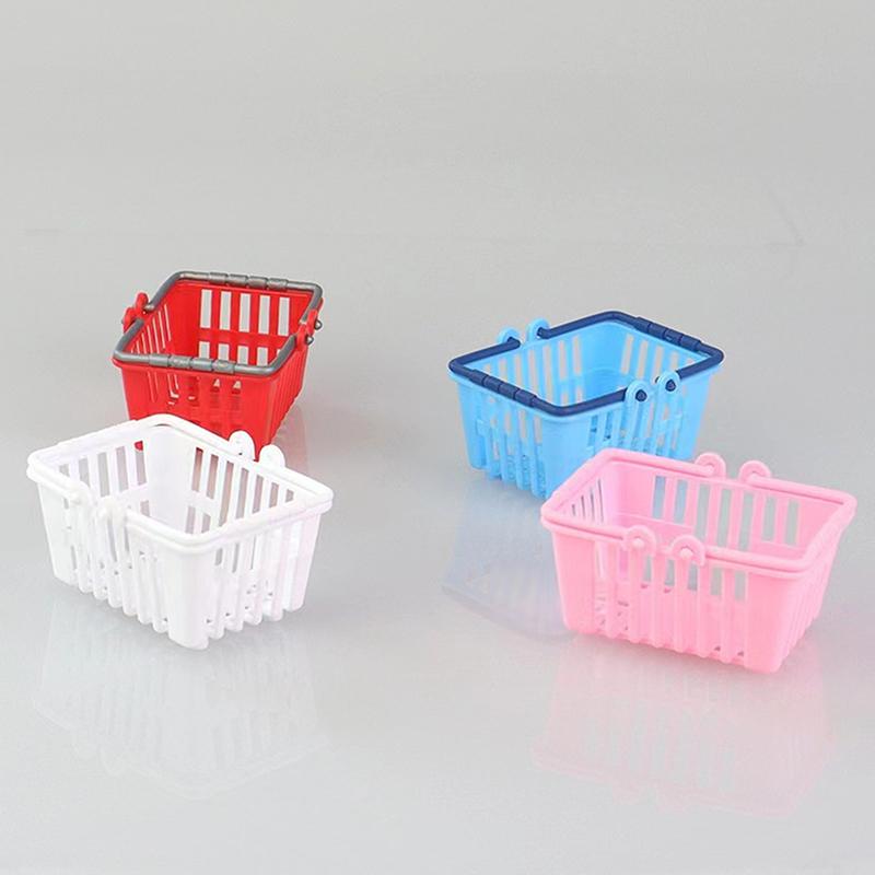 10Pcs Mini Shopping Baskets Pretend Play Toys Simulation Shopping Basket Plastic Miniature Decor Dollhouse Accessories