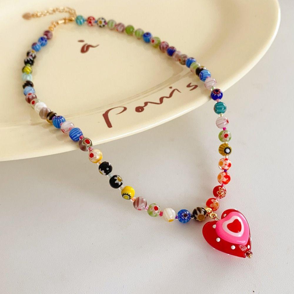 Colored Necklace Adjustable Beads Chain Creative Collarbone Chains  for Women
