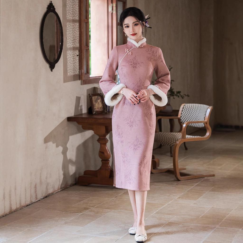 1011 autumn and winter new national style retro Chinese style improved version of the Republic of China elegant temperament literary cheongsam dress