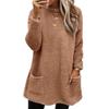 Warm Winter Hoodie Jacket Stylish Women Mid-length Fleece Shearling Thickened Solid Color Pocket Outwear