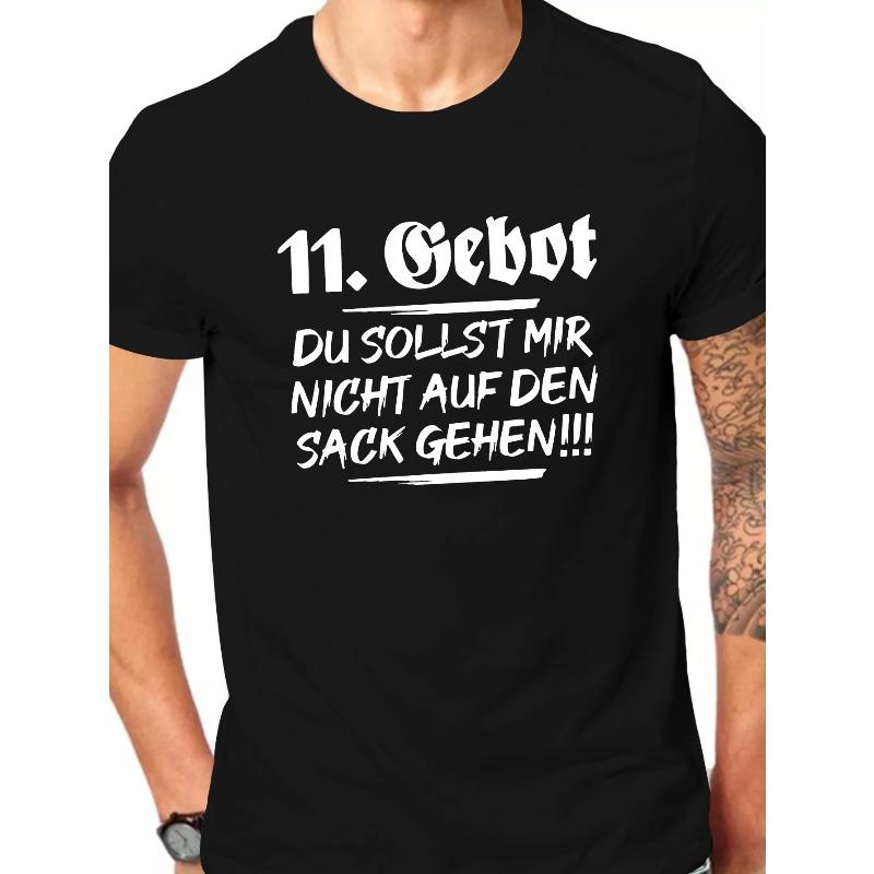 

European Size Men s German Style Short Sleeve T-Shirt - Casual Summer Round Neck Top with German Text Print (Deutsche Schrift), Machine Washable S чёрный