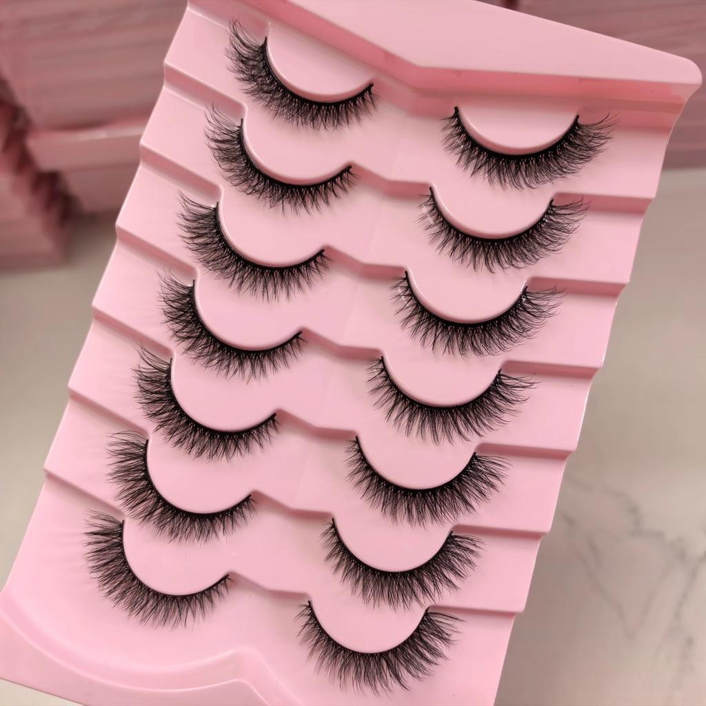 7 Pairs Per Tray Hot Sales New Product Strip False Eyelashes Lash Fluffy Eyelash Vendor Bulk 3d Faux Mink Lashes