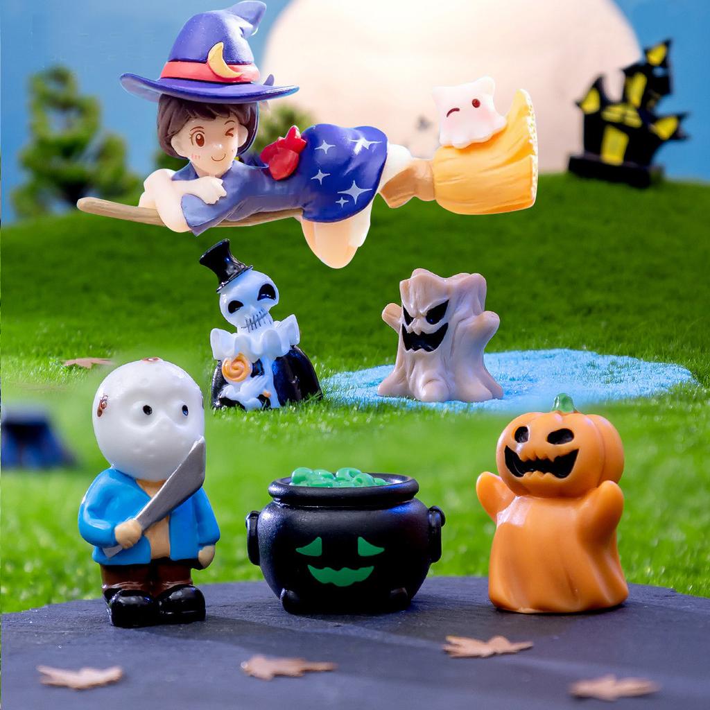 14 Pcs Mini Ghost Halloween Resin Figures Animals Garden Decor Dollhouse Micro Landscape Accessories