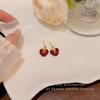 Simple Drop Glaze Red Love Stud Earrings Femininity Internet Celebrity Earrings French New Earrings