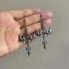 Punk Personality Silver Color Bat Wings Thorn Cross Dangle Earrings for Men Women Gothic Halloween Party Vampire Jewelry Gifts