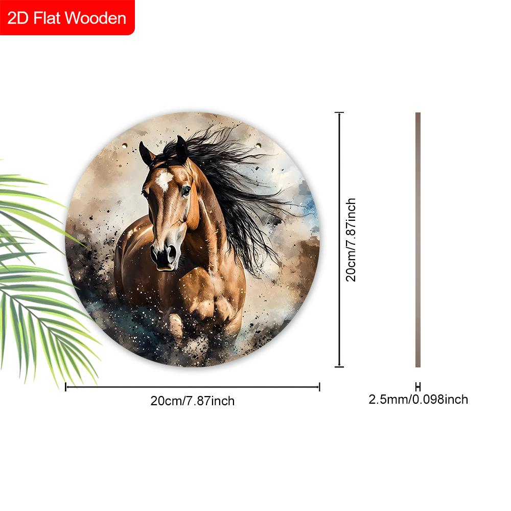 Unique Wooden Sign with Horse Pattern - Charming Round Sign for Front Door, Wall Hanging Decor - Ideal Gift for Friend & Family