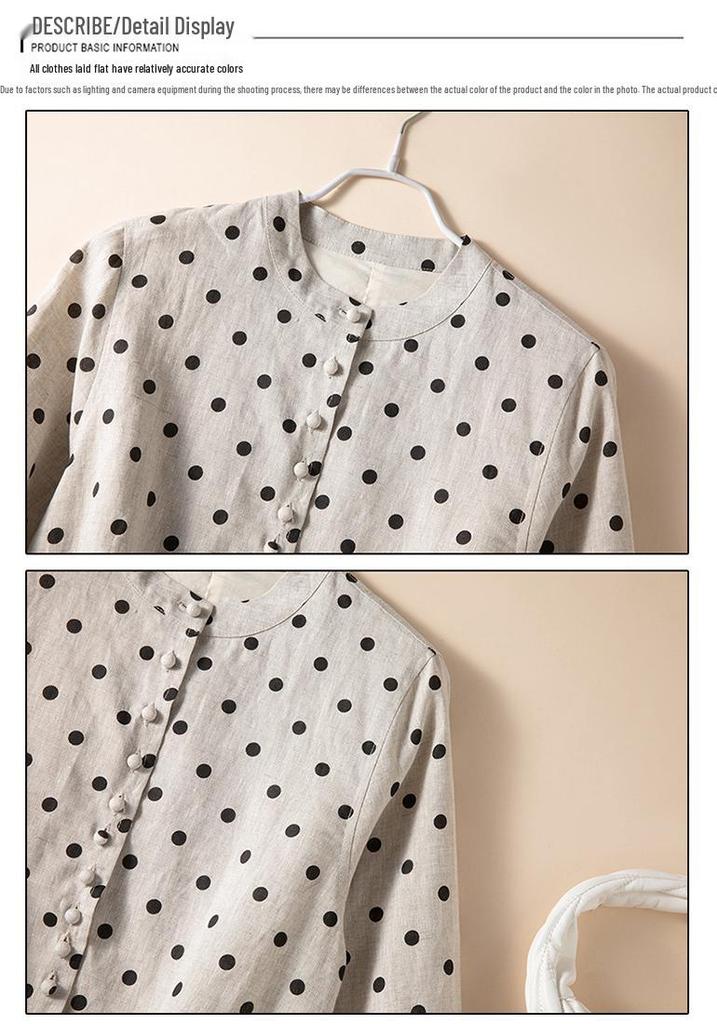 Women's Retro Polka Dot Loose Cardigan - Plus Size Long Sleeve Casual Top