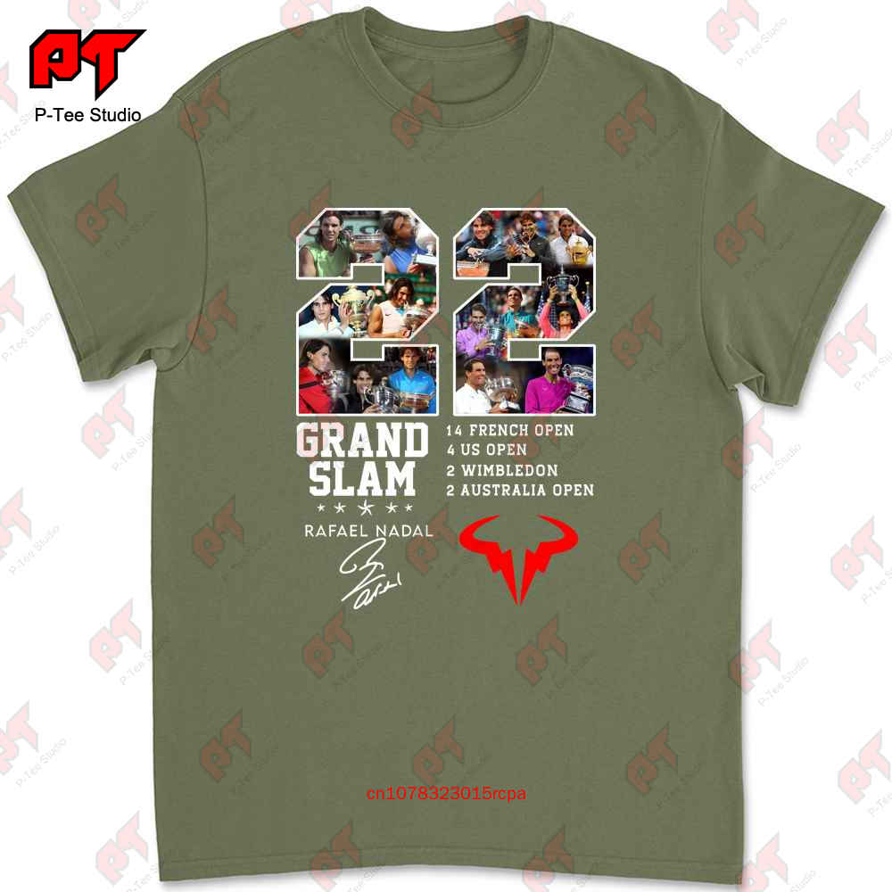 

Rafael Nadal 22 Grand Slam Signature T Shirt Legend CQ26 4XL