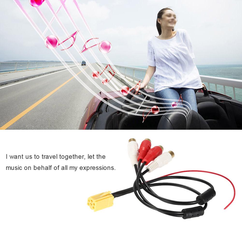 

Popular Mini 6 Pin ISO Adapter Aux Line Out 4 Chinch Kabel 4 RCA Plug for Seat