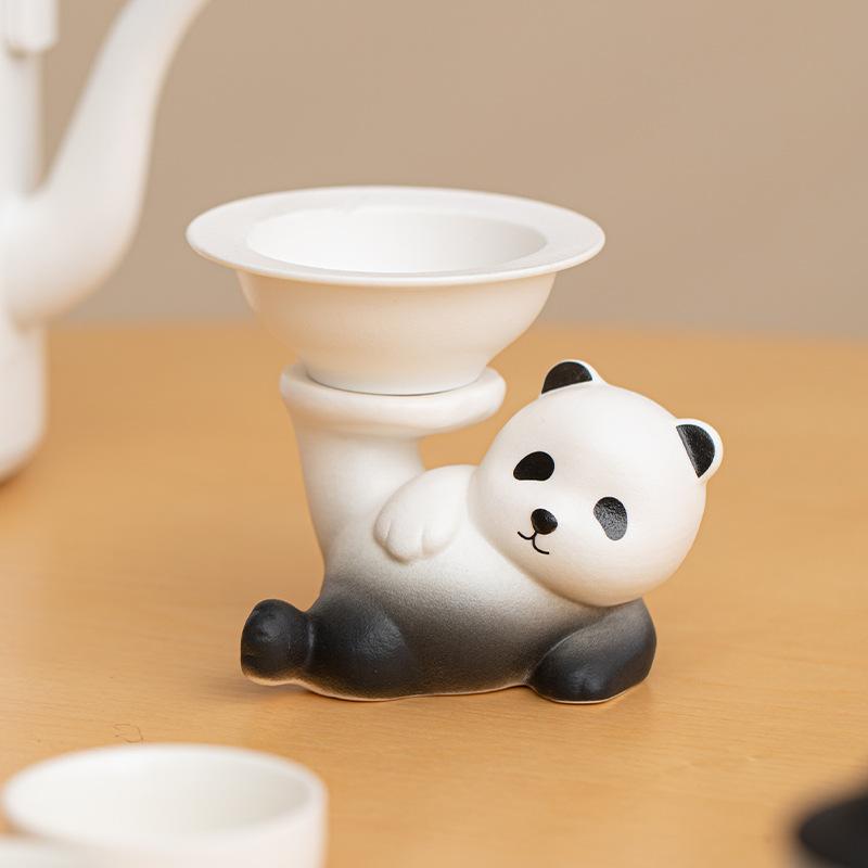 Cute Panda Tea Leak Tea Filter Household Tea Separator Filter Integrated Creative Ceramic Tea Separator Accessories