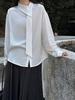 LUXI French Design Silk Tie-Up Collar Elegant Women's Spring Top