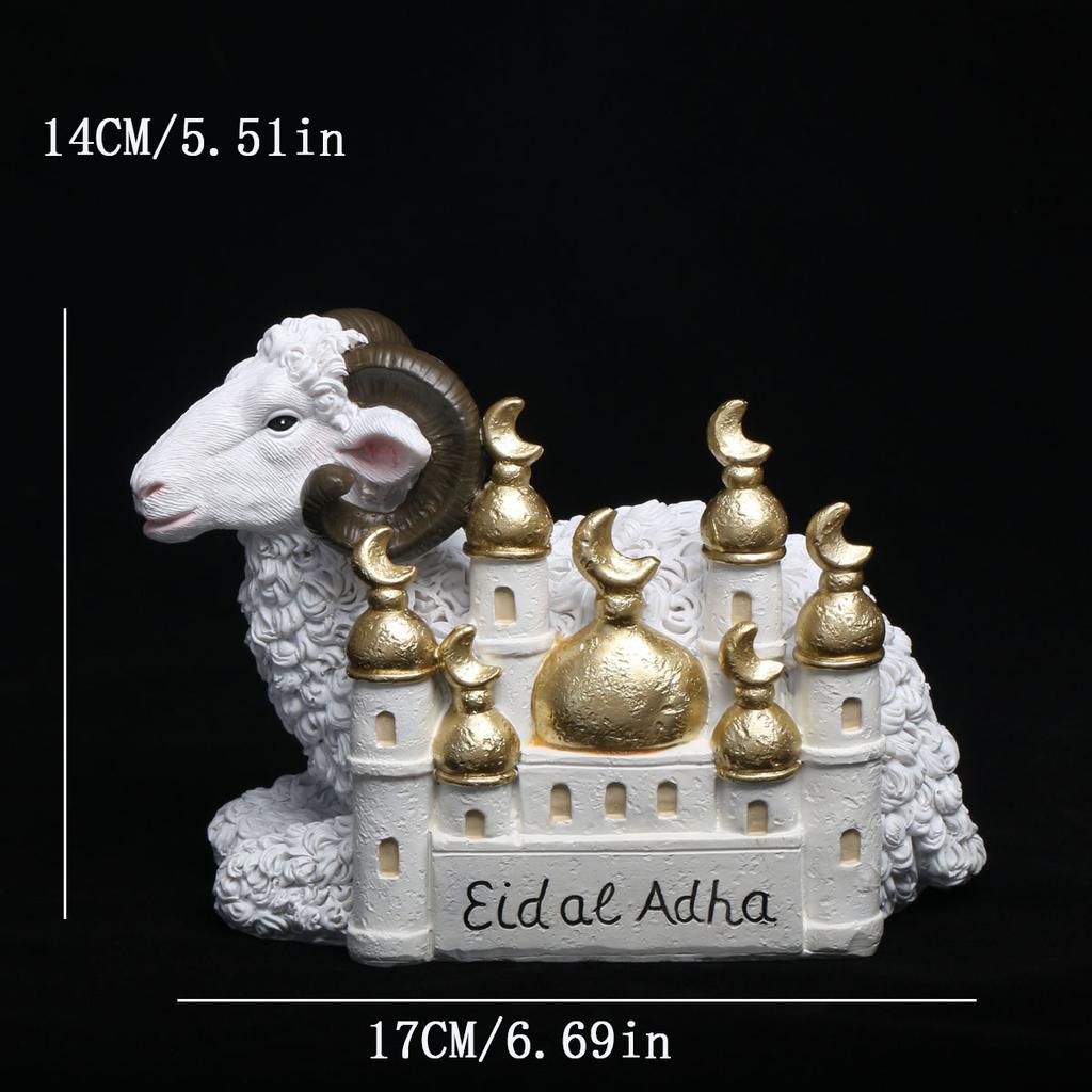 1 szt., Urocza dekoracja baranka ramadanowego - Unikalna żywiczna figurka na biurko z kreatywnym designem, trwałą konstrukcją i kompaktowym si