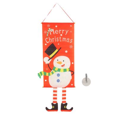 Drapeau Suspendu Bonhomme de Neige de Noël Bannière Décorative de Noël Pendentif en Tissu Mural Paysage