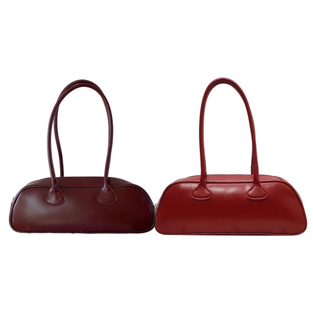 Women Fashion Shoulder Bag Large Capacity PU Leather Vintage Armpit Bags Solid Color Versatile Bowling Bag Commuting Handbag